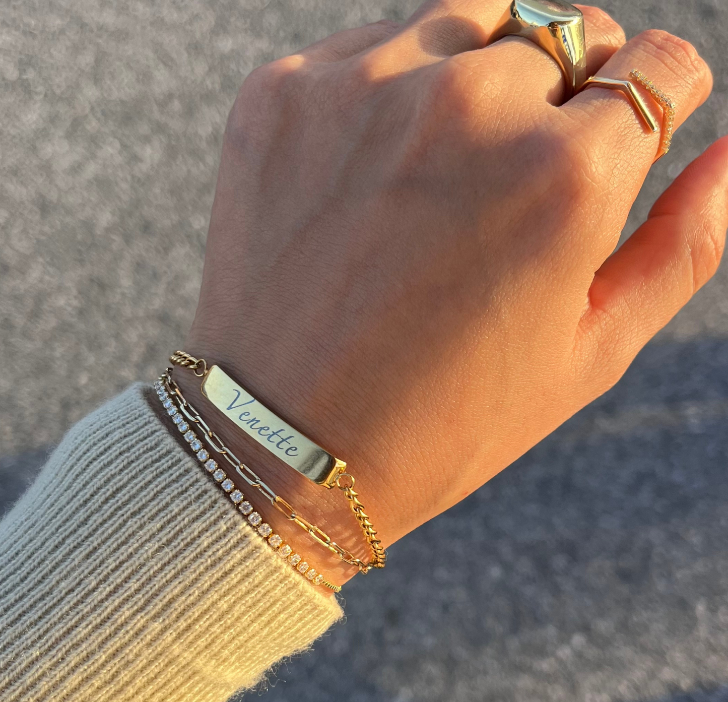 Thick Engravable Bar Bracelet