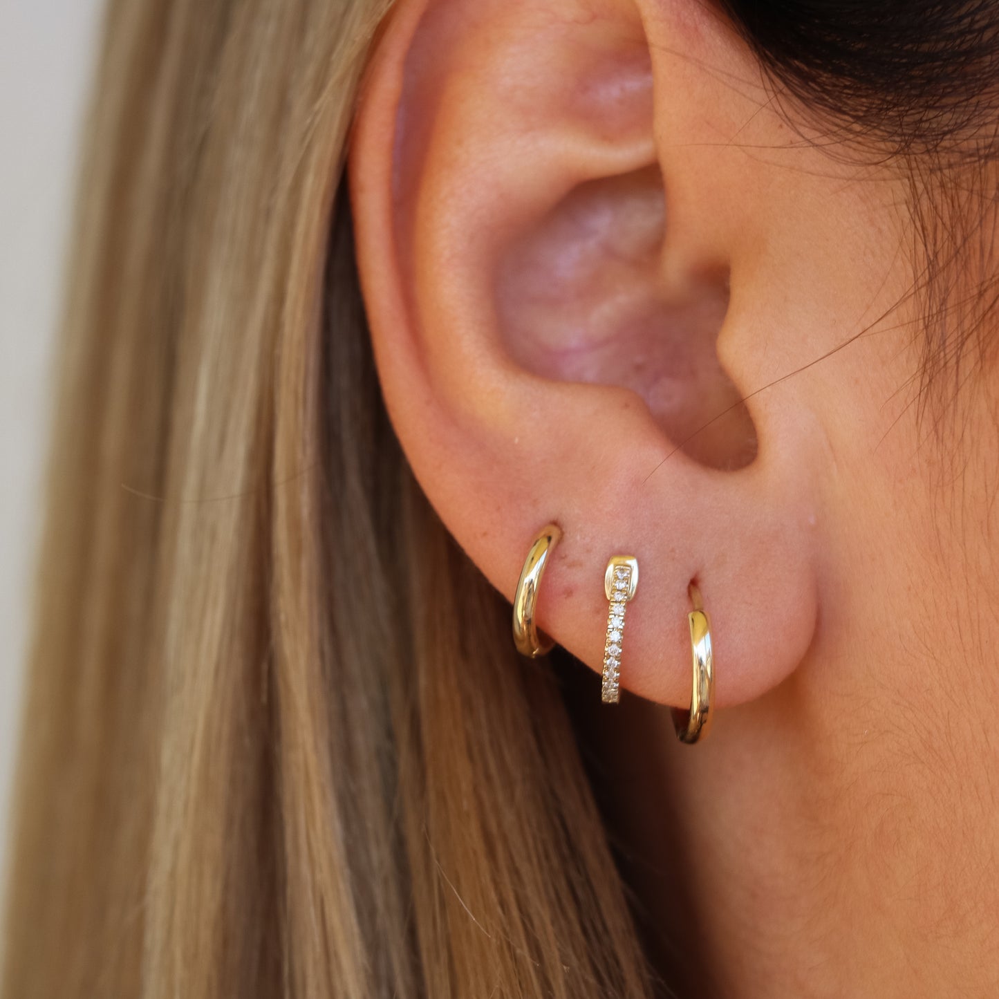 14k Solid Gold Diamond Pavé Huggies