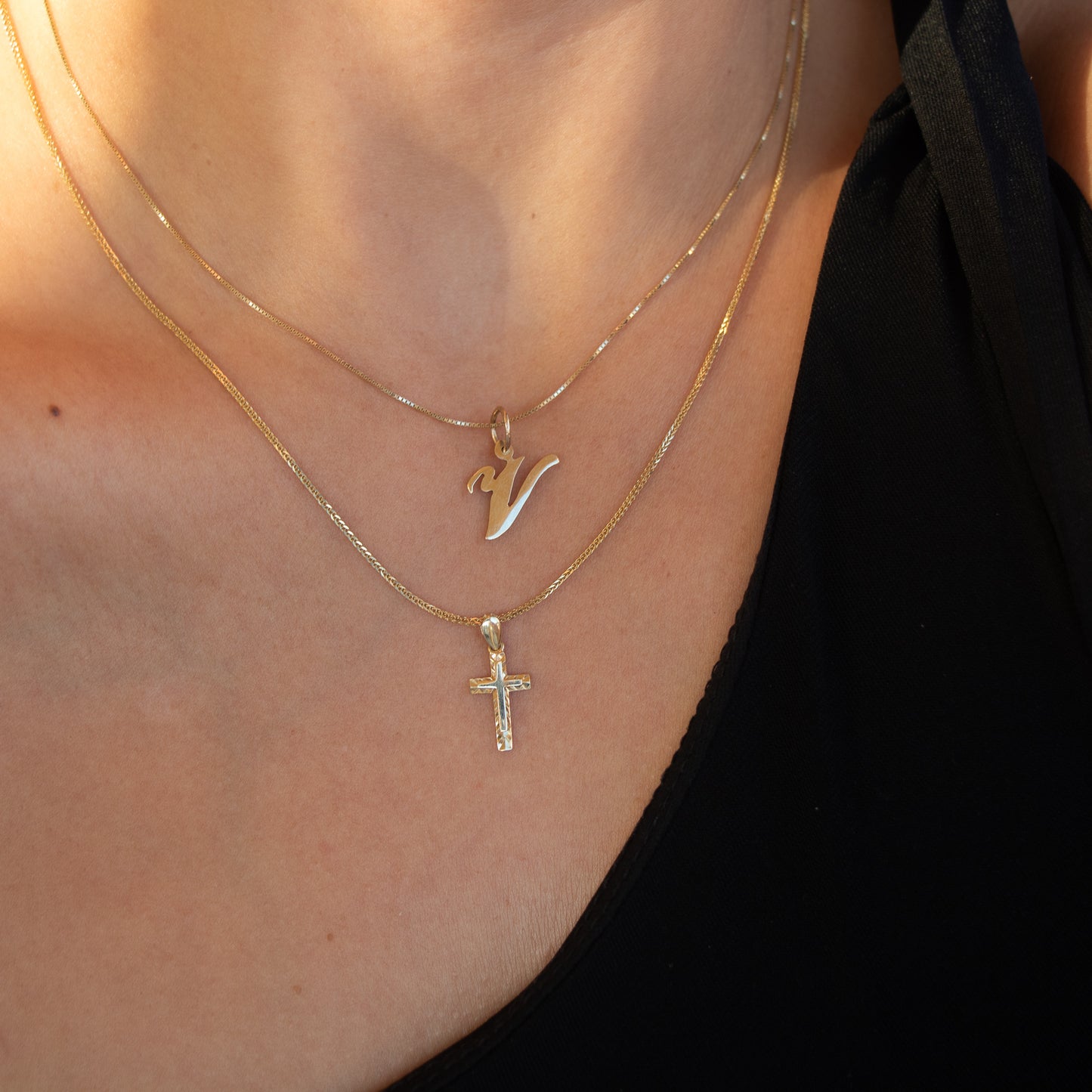14k Solid Gold Everyday Cross Necklace