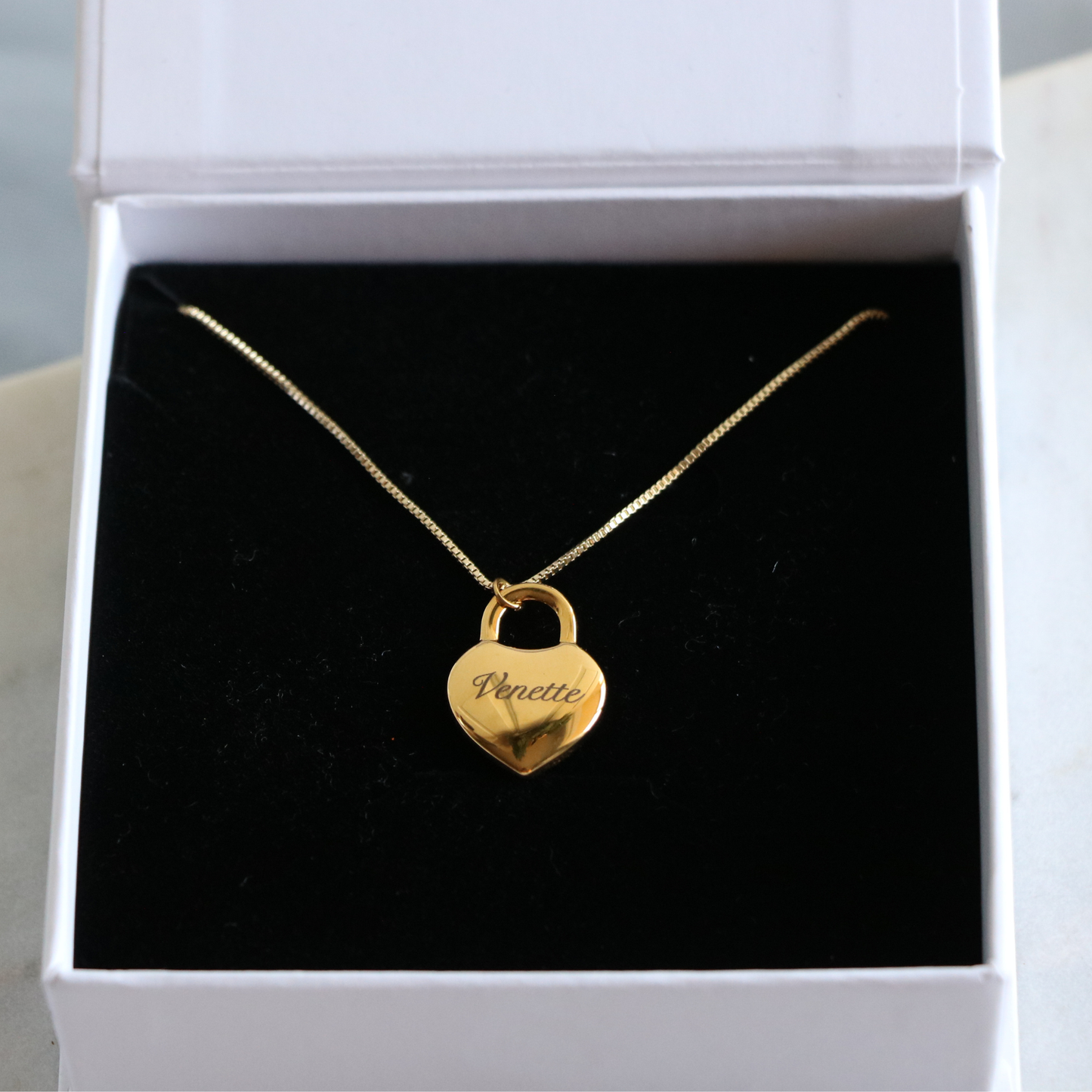 Engravable Heart Padlock Necklace
