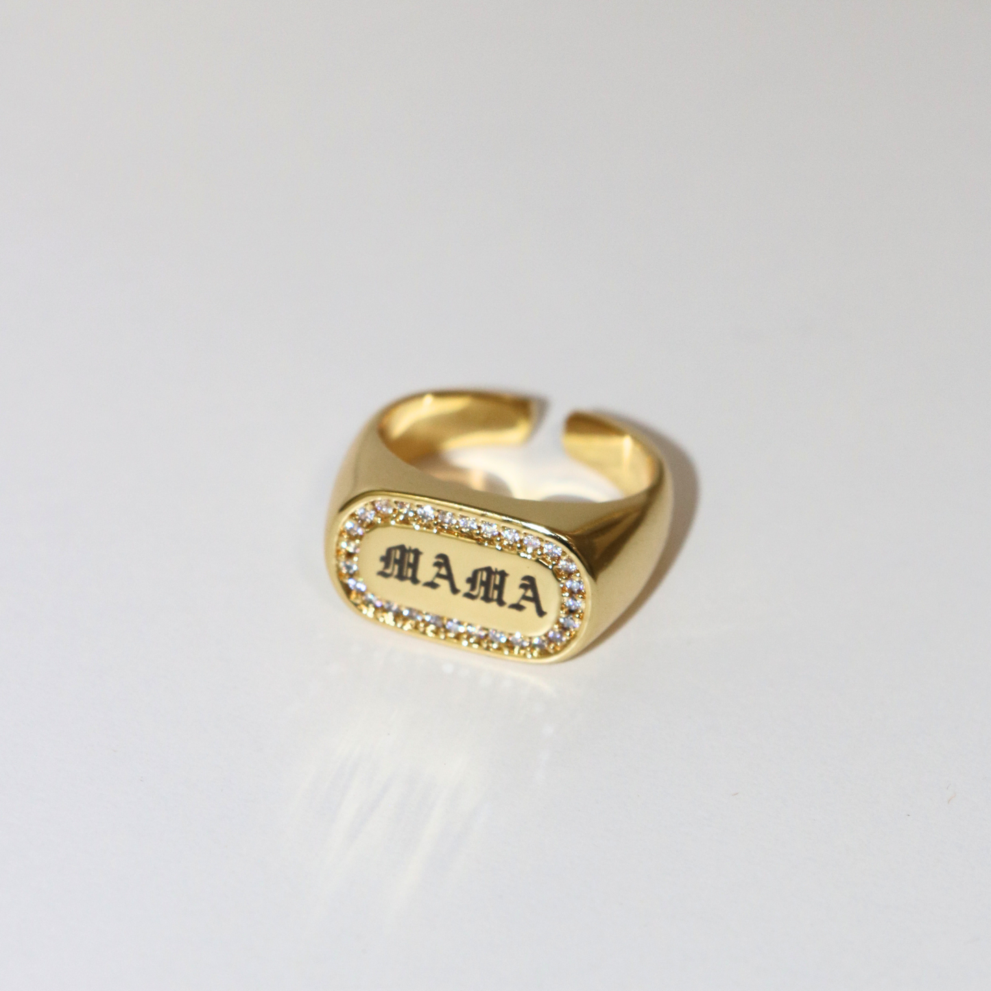Engravable CZ Signet Ring