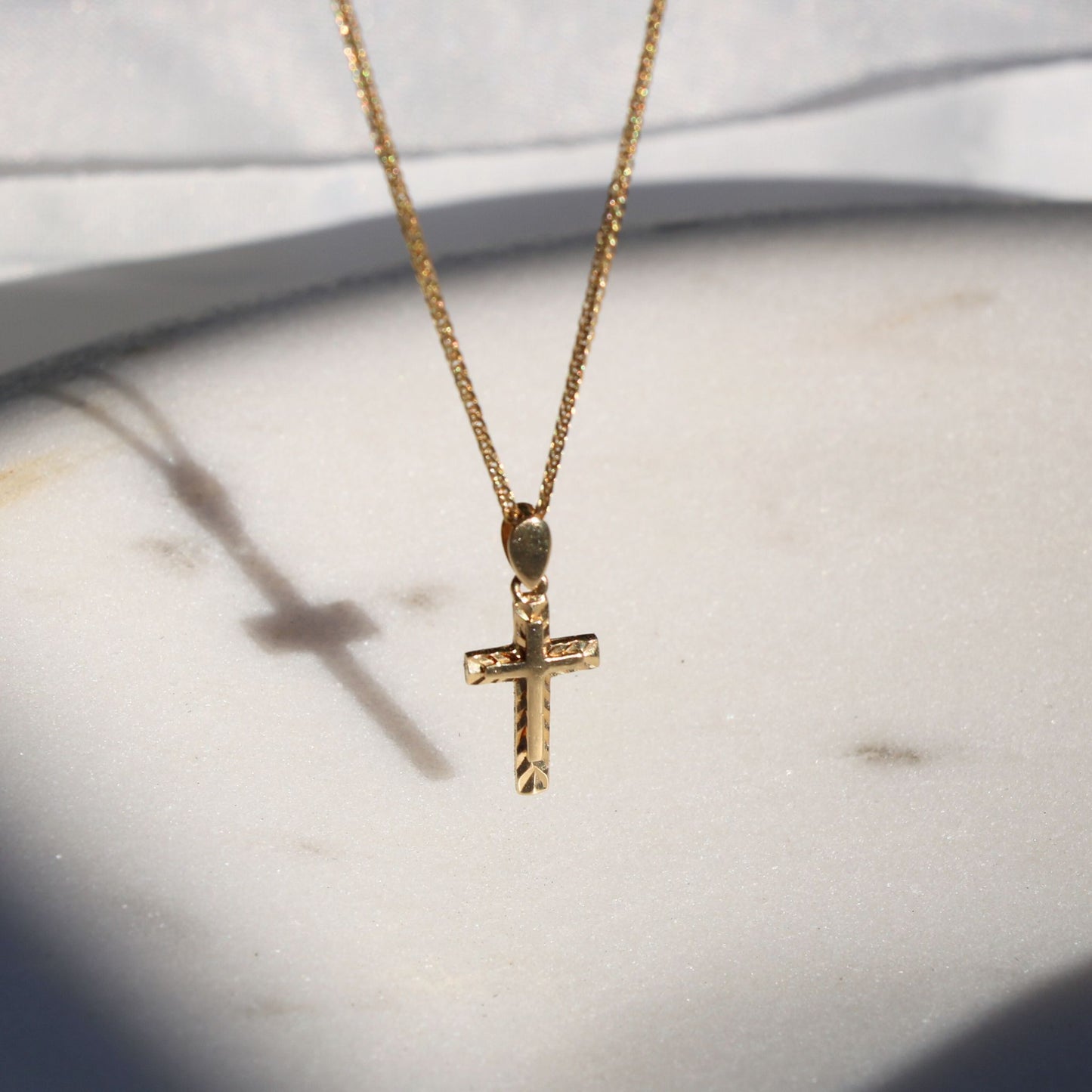 14k Solid Gold Everyday Cross Necklace