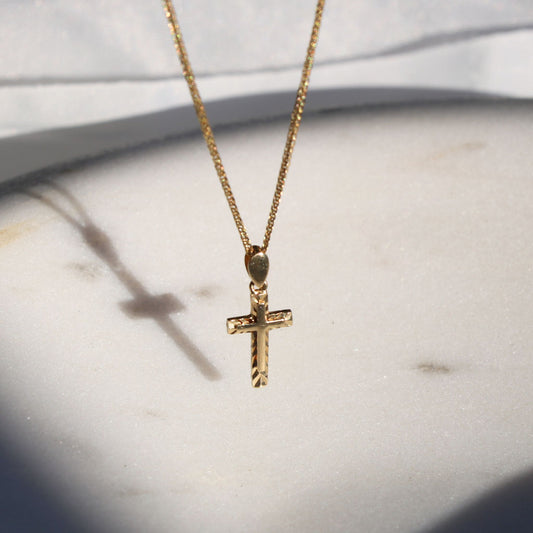 14k Solid Gold Everyday Cross Necklace