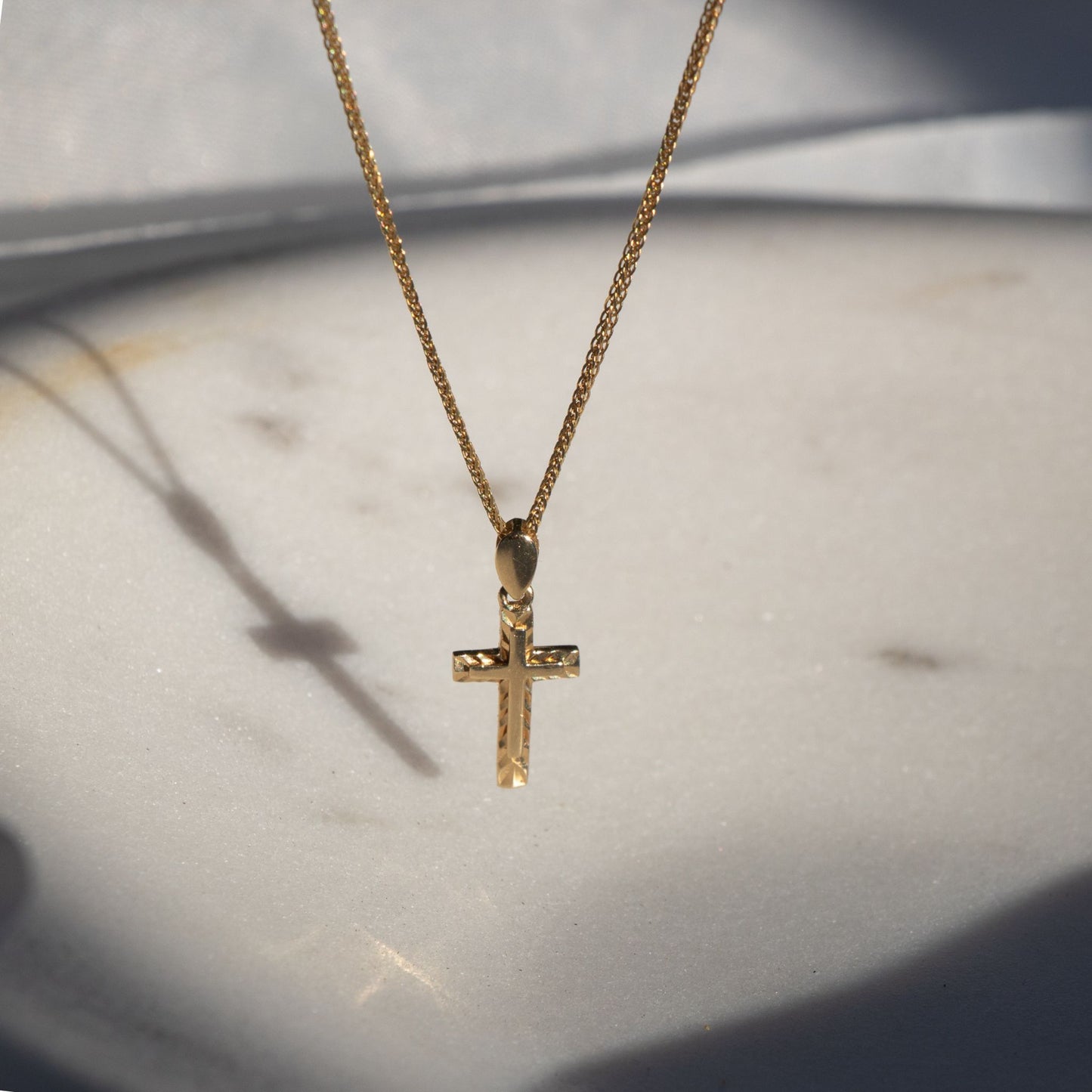 14k Solid Gold Everyday Cross Necklace