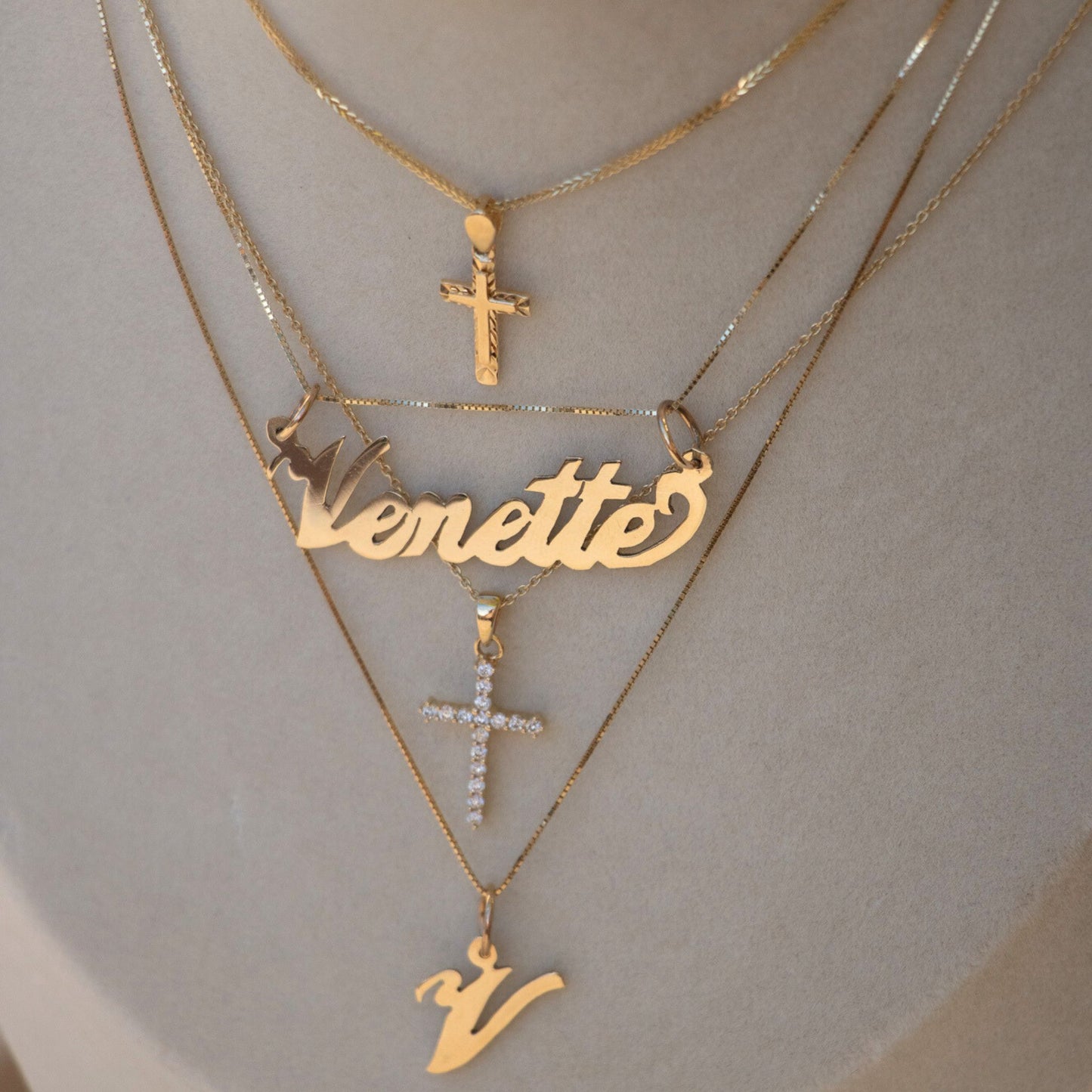 14k Solid Gold Custom Nameplate Necklace