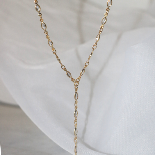 Halo Marquise Lariat Necklace
