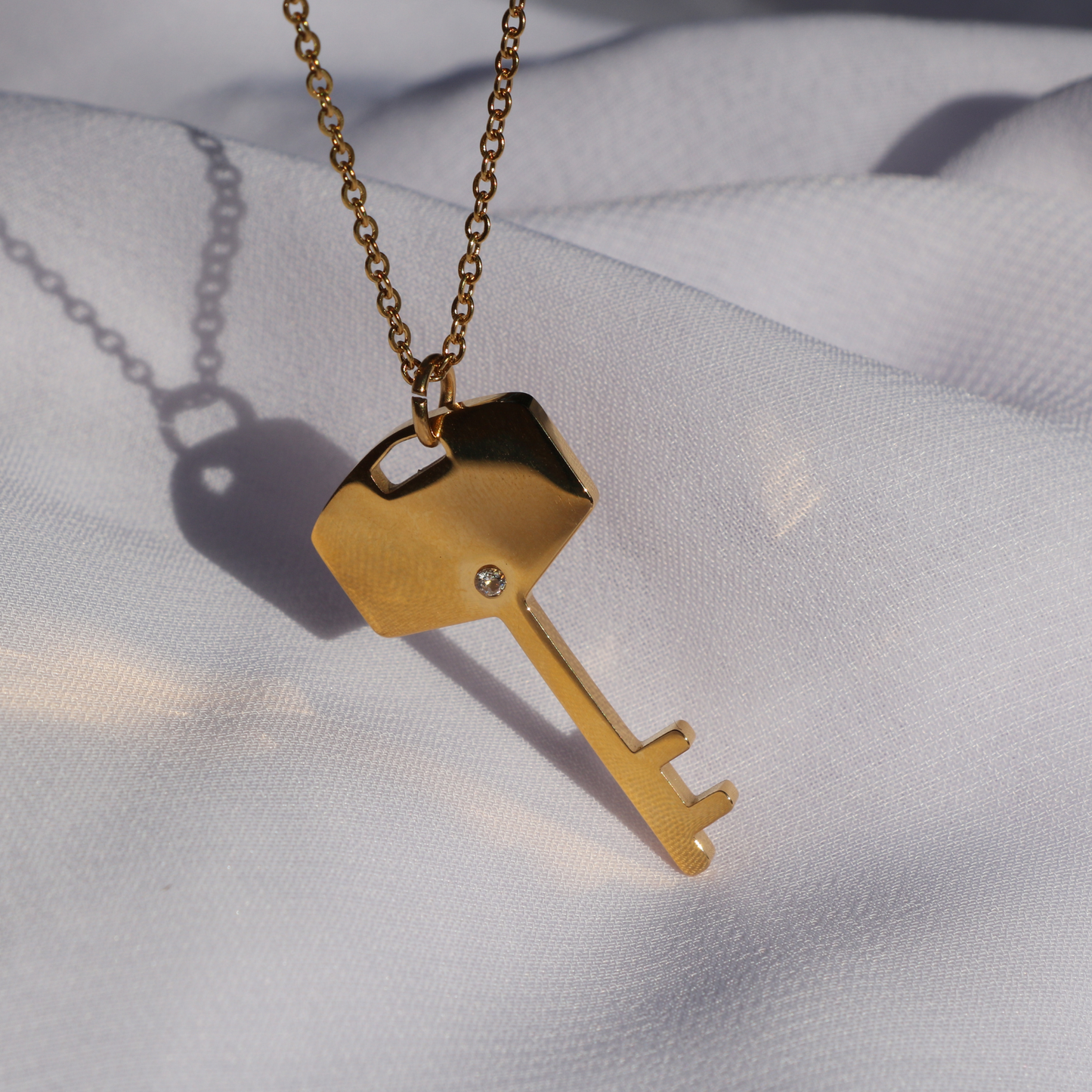 Engravable Golden Key Necklace