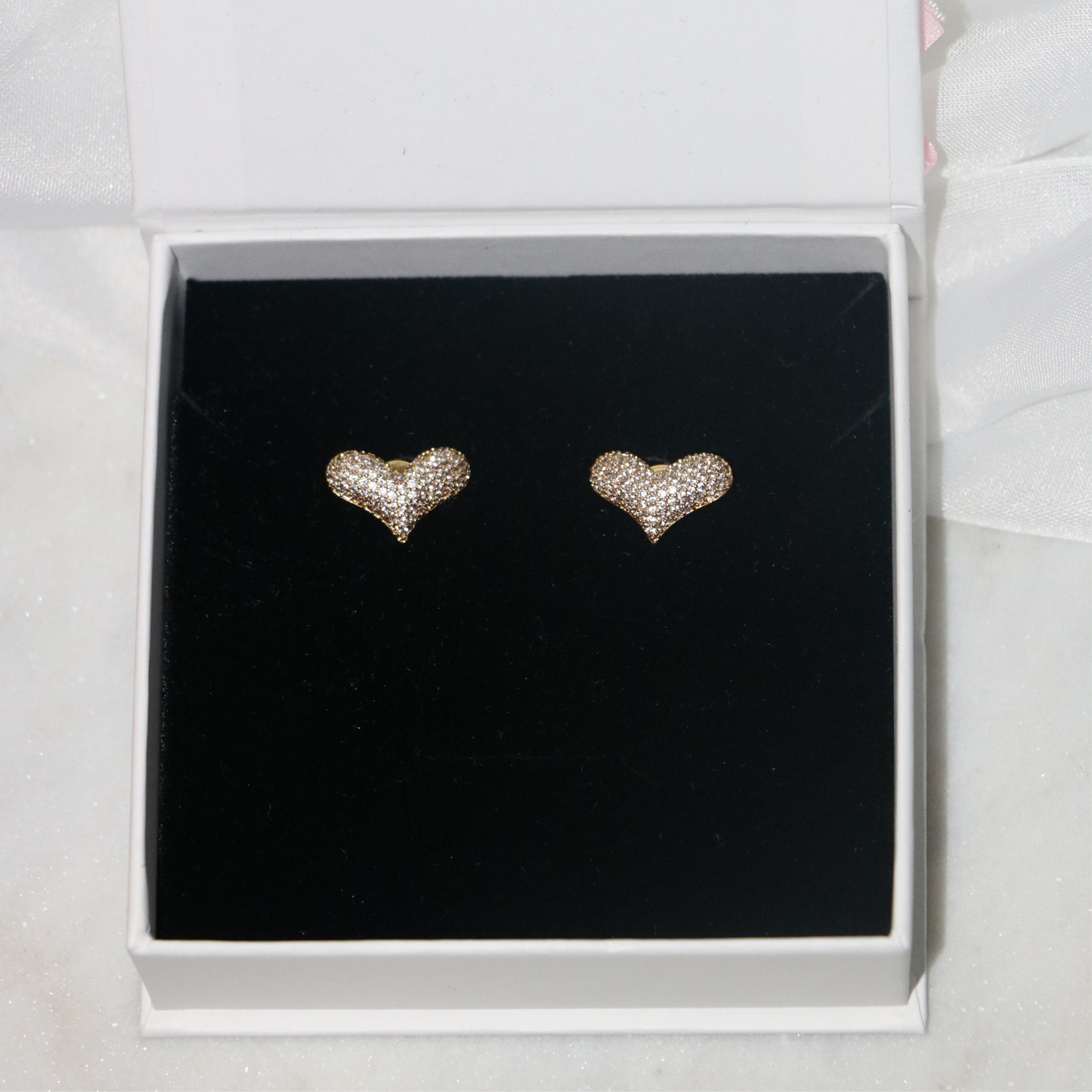 Aurélie CZ Pavé Heart Earrings