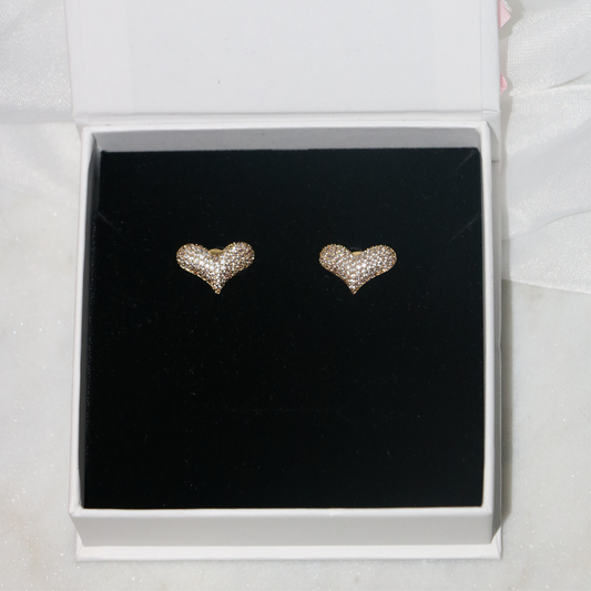 Aurélie CZ Pavé Heart Earrings