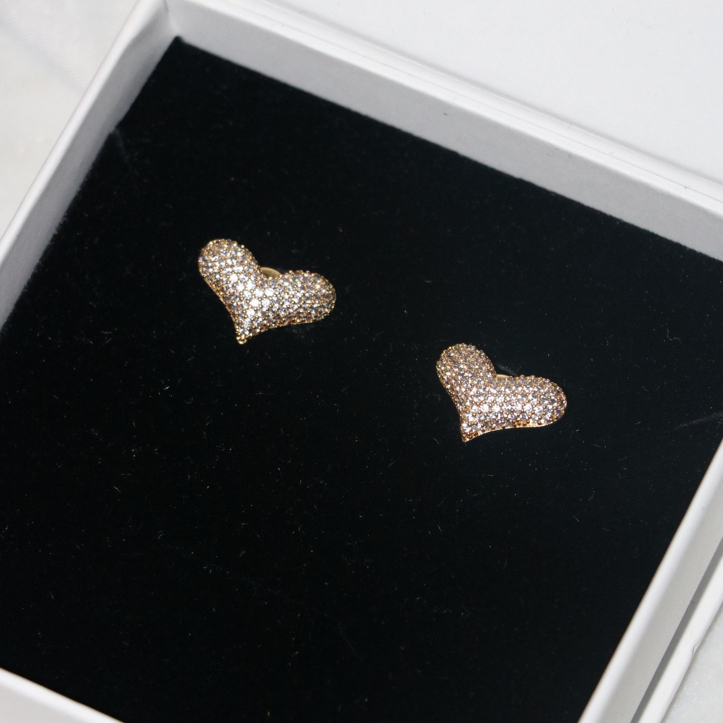 Aurélie CZ Pavé Heart Earrings