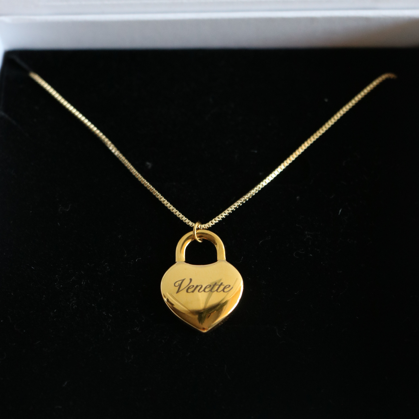 Engravable Heart Padlock Necklace