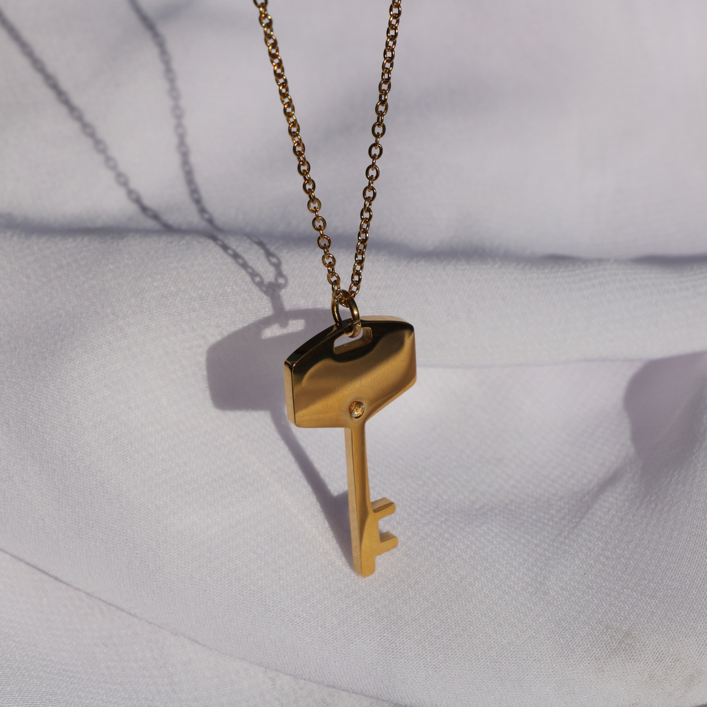 Engravable Golden Key Necklace