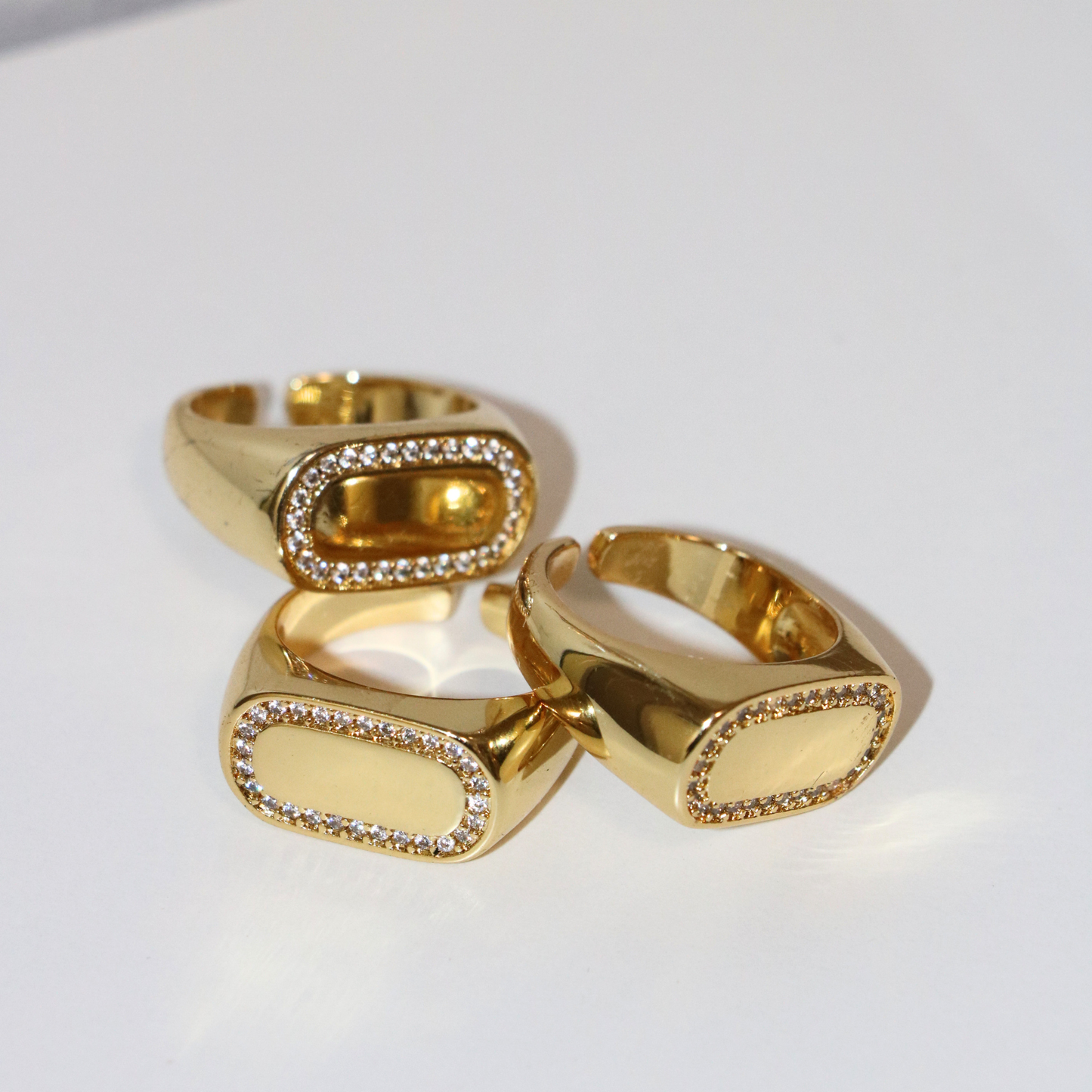 Engravable CZ Signet Ring