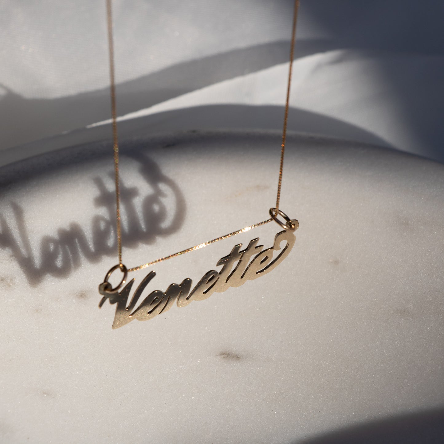 14k Solid Gold Custom Nameplate Necklace