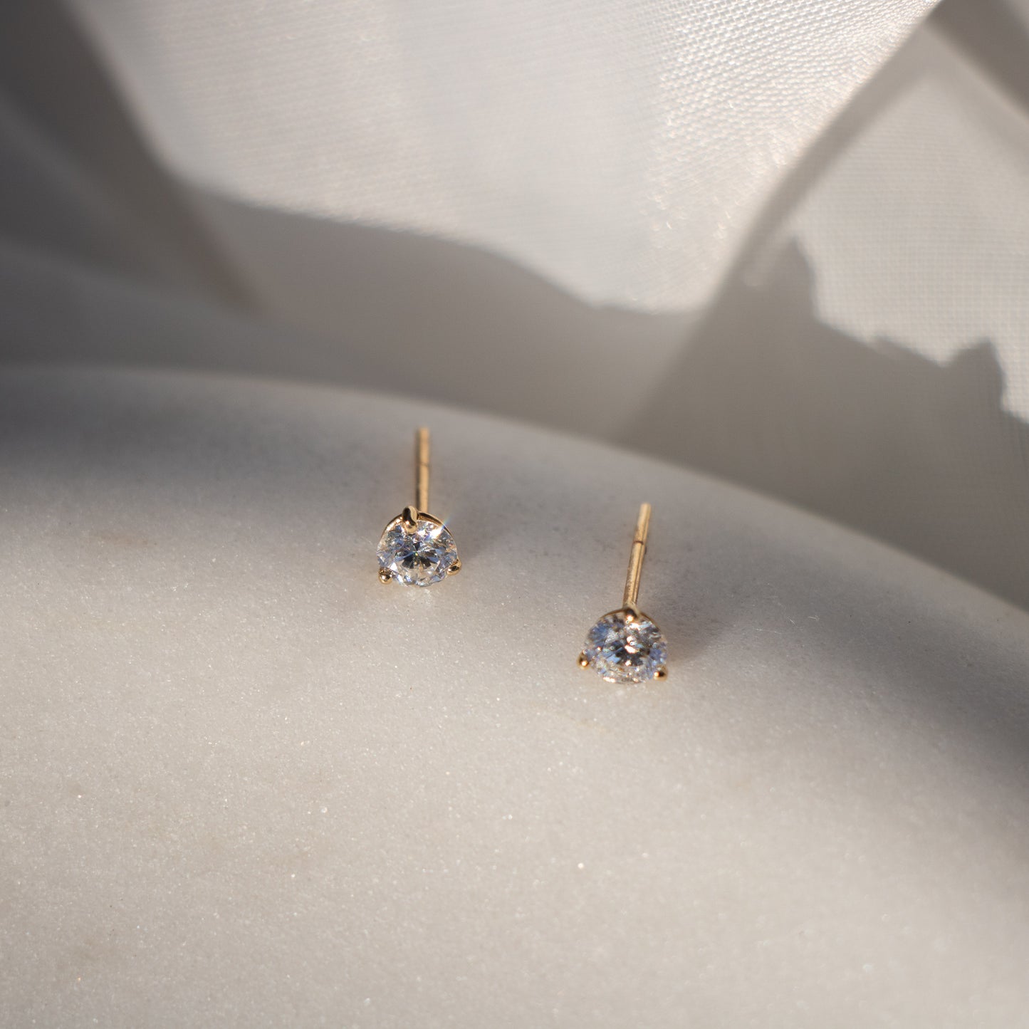 14k Solid Gold Diamond Stud Earrings