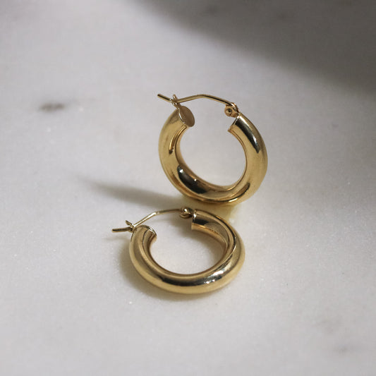 14k Solid Gold Everyday Hoop Earrings