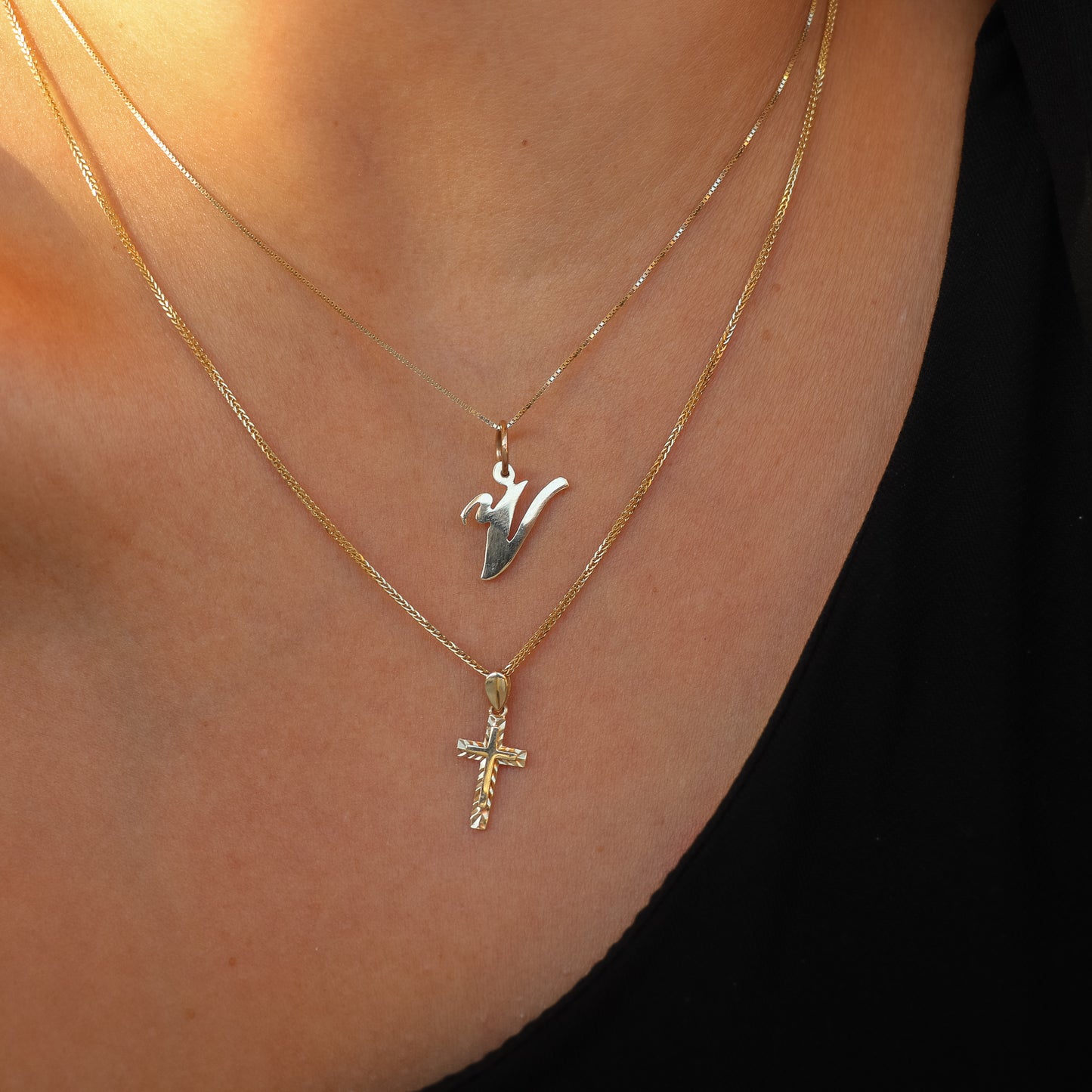 14k Solid Gold Everyday Cross Necklace