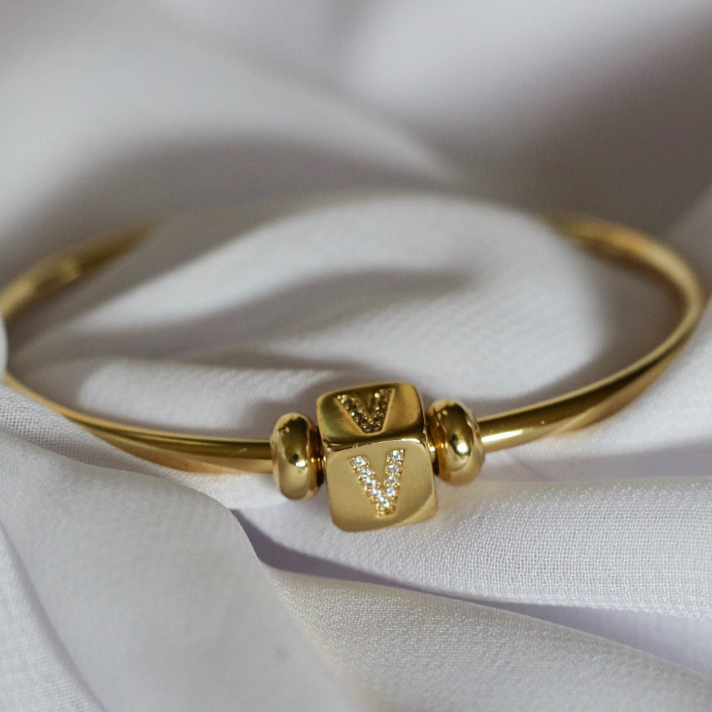 The Main Initial Bangle Bracelet