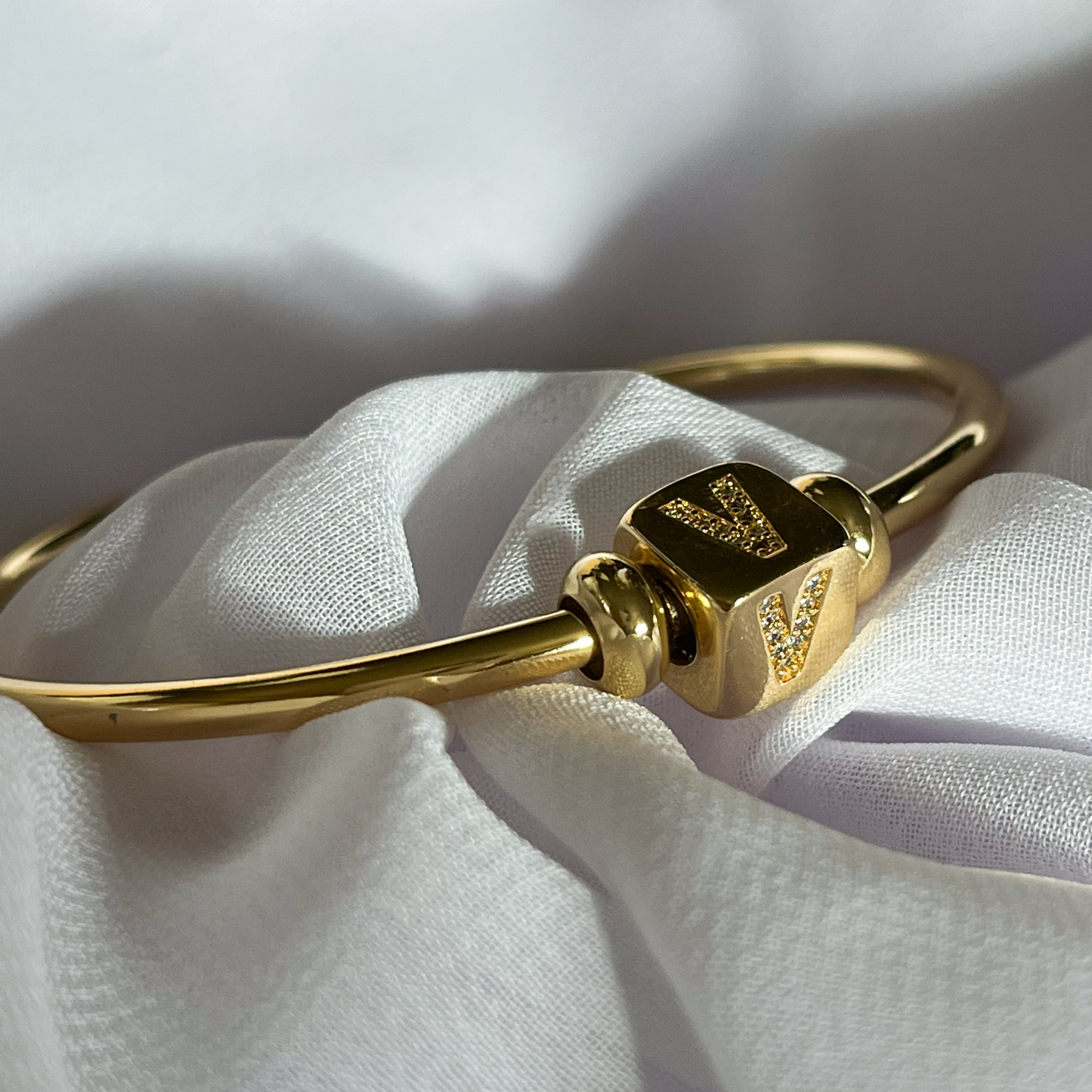 The Main Initial Bangle Bracelet